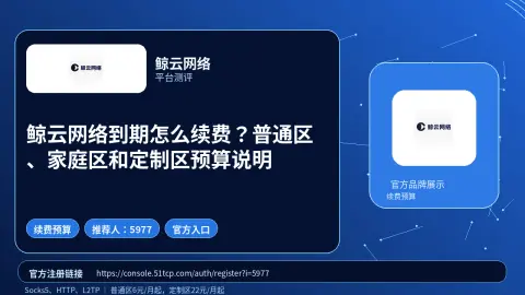鲸云网络到期怎么续费？普通区、家庭区和定制区预算说明封面图