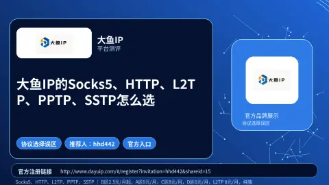 大鱼IP的Socks5、HTTP、L2TP、PPTP、SSTP怎么选封面图