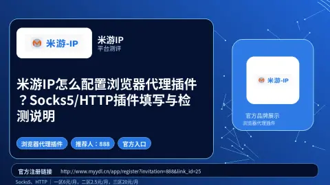 米游IP怎么配置浏览器代理插件？Socks5/HTTP插件填写与检测说明封面图