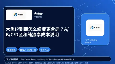 大鱼IP到期怎么续费更合适？A/B/C/D区和纯独享成本说明封面图