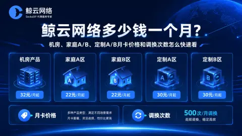 鲸云网络多少钱一个月？机房、家庭A/B、定制A/B月卡价格和调换次数怎么快速看封面图