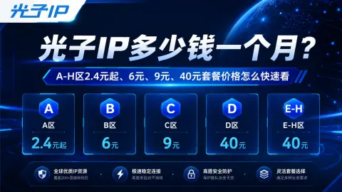 光子IP多少钱一个月？A-H区2.4元起、6元、9元、40元套餐价格怎么快速看封面图
