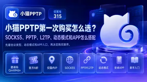 小猫PPTP第一次购买怎么选？SOCKS5、PPTP/L2TP、动态混拨和APP应该先看哪一类封面图