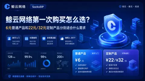 鲸云网络第一次购买怎么选？6元普通产品和22元/32元定制产品分别适合什么需求封面图