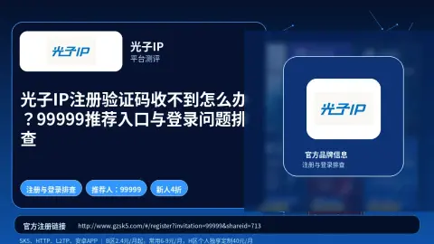 光子IP注册验证码收不到怎么办？99999推荐入口与登录问题排查封面图
