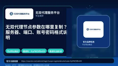 无双代理节点参数在哪里复制？服务器、端口、账号密码格式说明封面图