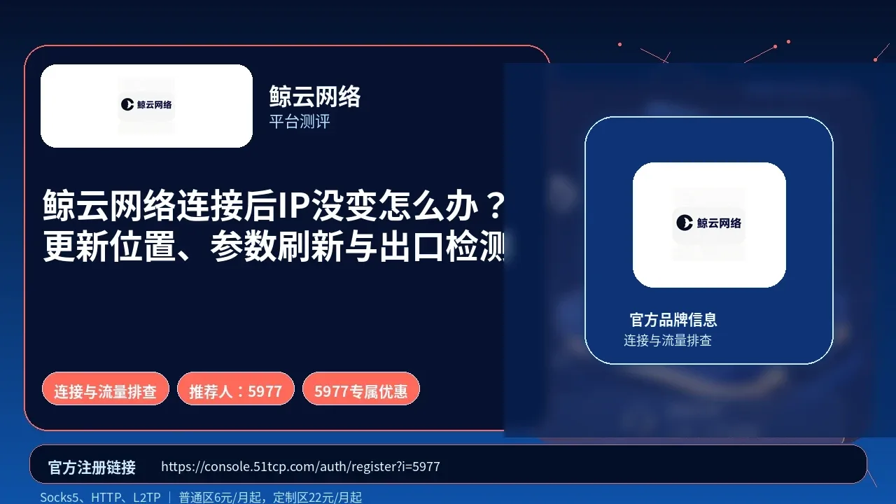 鲸云网络连接后IP没变怎么办？更新位置、参数刷新与出口检测封面图