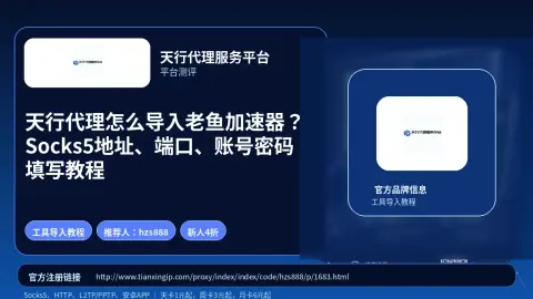 天行代理怎么导入老鱼加速器？Socks5地址、端口、账号密码填写教程封面图