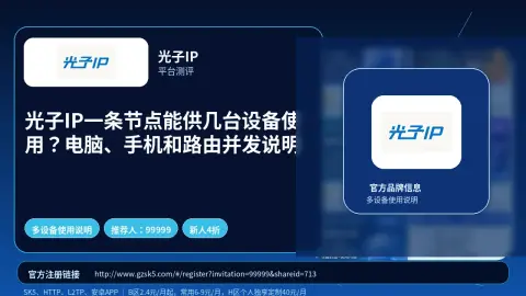 光子IP一条节点能供几台设备使用？电脑、手机和路由并发说明封面图