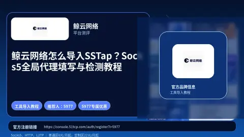 鲸云网络怎么导入SSTap？Socks5全局代理填写与检测教程封面图