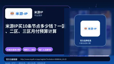 米游IP买10条节点多少钱？一区、二区、三区月付预算计算封面图