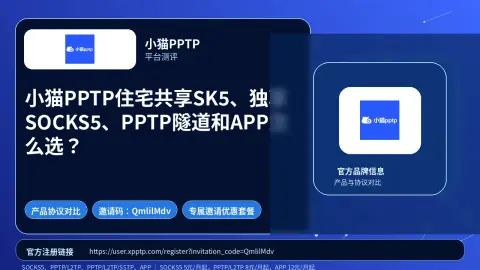 小猫PPTP住宅共享SK5、独享SOCKS5、PPTP隧道和APP怎么选？封面图