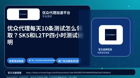 优众代理每天10条测试怎么领取？SK5和L2TP四小时测试说明封面图