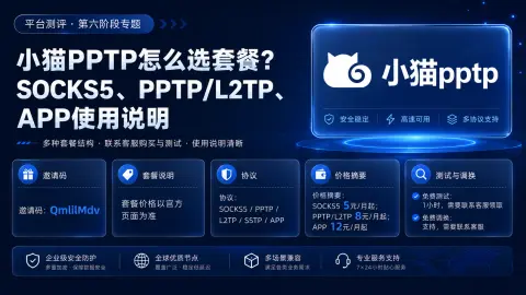 小猫PPTP怎么选套餐？SOCKS5、PPTP/L2TP、APP使用说明封面图