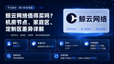 鲸云网络值得买吗？机房节点、家庭区、定制区差异详解封面图