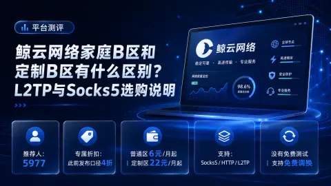 鲸云网络家庭B区和定制B区有什么区别？L2TP与Socks5选购说明封面图