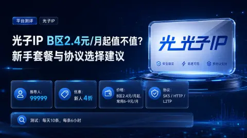 光子IP B区2.4元/月起值不值？新手套餐与协议选择建议封面图