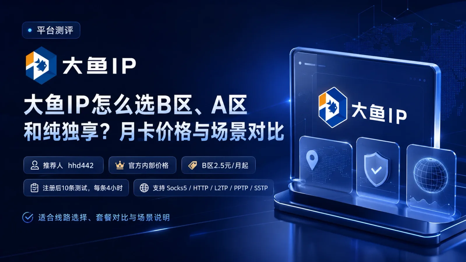 大鱼IP怎么选B区、A区和纯独享？月卡价格与场景对比封面图