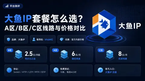 大鱼IP套餐怎么选？A区/B区/C区线路与价格对比封面图