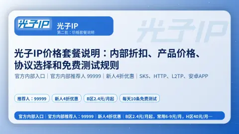 光子IP价格套餐说明：内部折扣、产品价格、协议选择和免费测试规则封面图