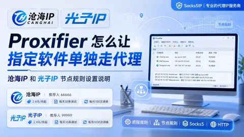 Proxifier 怎么让指定软件单独走代理？沧海IP 和光子IP 节点规则设置说明封面图