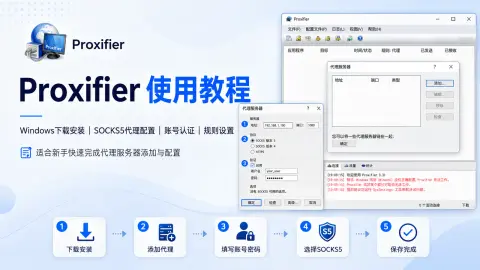 Proxifier使用教程：Windows下载安装、SOCKS5代理配置与规则设置封面图