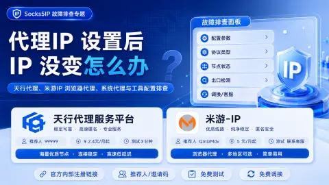代理IP 设置后 IP 没变怎么办？浏览器代理、系统代理与出口检测排查封面图