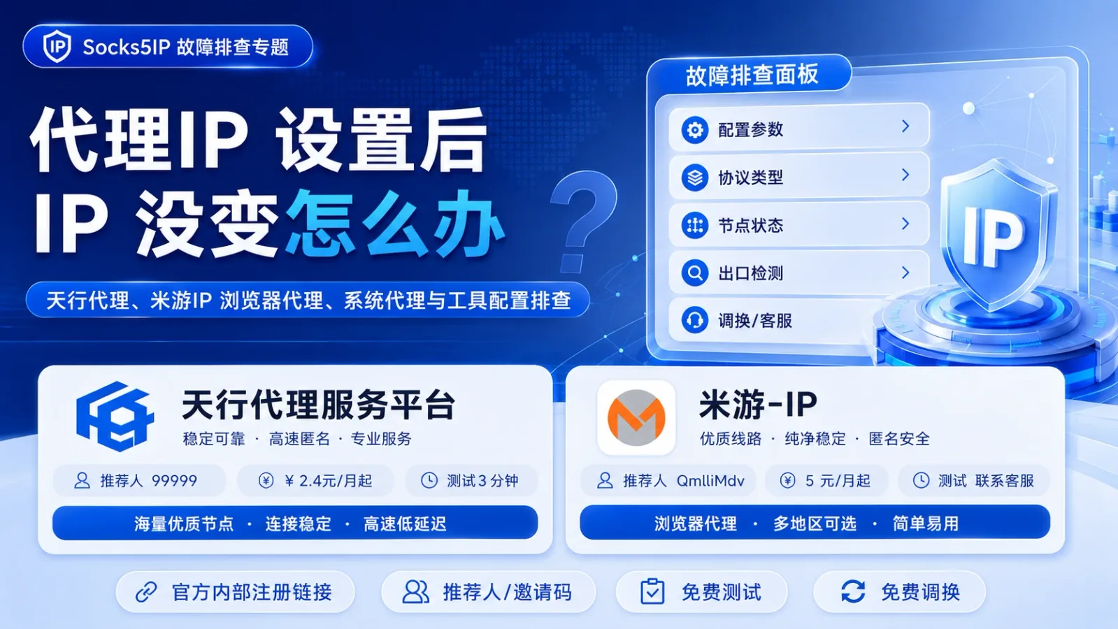 代理IP 设置后 IP 没变怎么办？浏览器代理、系统代理与出口检测排查封面图