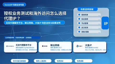 授权业务测试和海外访问怎么选择代理IP？无双代理服务平台、鲸云网络和大鱼IP 说明封面图