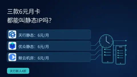 6元月卡都是静态IP吗？天行、优众、鲸云看商品名封面