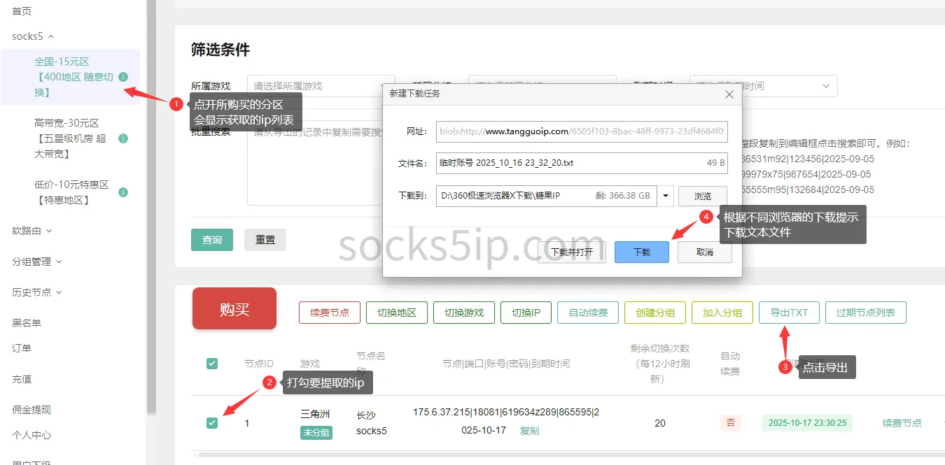 糖果IP导出TXT页面