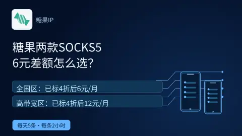 糖果SOCKS5全国区与高带宽区，6元差额怎么选？封面