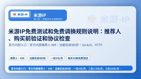 米游IP免费测试和免费调换规则说明：推荐人、购买前验证和协议检查封面图