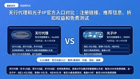 天行代理和光子IP官方入口对比：注册链接、推荐信息、折扣权益和免费测试封面图