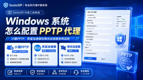 Windows 系统怎么配置 PPTP 代理？小猫PPTP、奔富加速器和烽讯加速器使用说明封面图