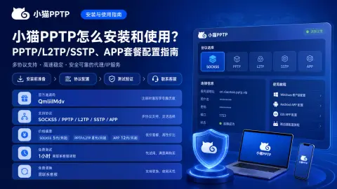 小猫PPTP怎么安装和使用？PPTP/L2TP/SSTP、APP套餐配置指南封面图