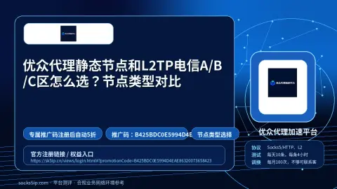 优众代理静态节点和L2TP电信A/B/C区怎么选？节点类型对比封面图